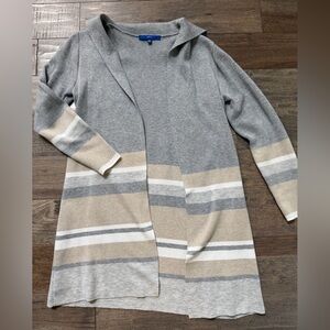 Apt. 9 Heather Gray and Beige Striped Cardigan
